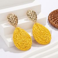 1 Pair Hawaiian Tropical Water Droplets Water Drop Alloy Raffia 14K Gold Plated Drop Earrings main image 6