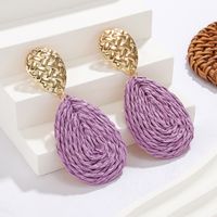 1 Pair Hawaiian Tropical Water Droplets Water Drop Alloy Raffia 14K Gold Plated Drop Earrings main image 10