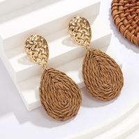 1 Pair Hawaiian Tropical Water Droplets Water Drop Alloy Raffia 14K Gold Plated Drop Earrings main image 5