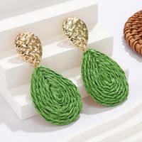 1 Pair Hawaiian Tropical Water Droplets Water Drop Alloy Raffia 14K Gold Plated Drop Earrings main image 8