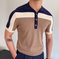Men's Color Block Simple Style Turndown Short Sleeve Regular Fit Men's Tops main image 5