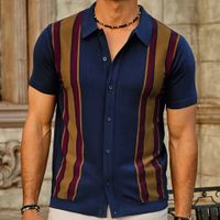 Hombres Bloque De Color Estilo Simple Rechazar Manga Corta Ajuste Regular Tops Hombre main image 1