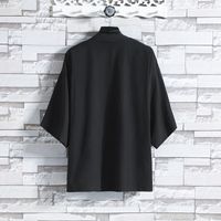 Men's Solid Color Simple Style Collarless 3/4 Length Sleeve Loose Men's Outwear main image 4