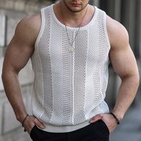 Men's Solid Color Simple Style Round Neck Sleeveless Regular Fit Men's Tops main image 6