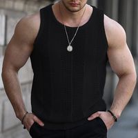 Men's Solid Color Simple Style Round Neck Sleeveless Regular Fit Men's Tops main image 4