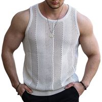 Men's Solid Color Simple Style Round Neck Sleeveless Regular Fit Men's Tops main image 2