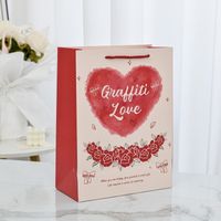 Cartoon Style Cute Heart Shape Rose Paper Family Gathering Party Festival Gift Bags sku image 1