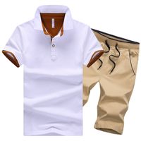 Men's Solid Color Simple Style Turndown Short Sleeve Regular Fit Men's Sets main image 1
