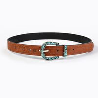 Vintage Style Bohemian Solid Color Pu Leather Turquoise Women's Leather Belts main image 2