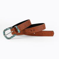 Vintage Style Bohemian Solid Color Pu Leather Turquoise Women's Leather Belts main image 3