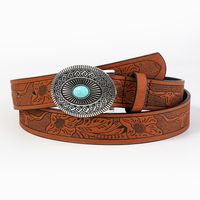 Vintage Style Bohemian Solid Color Pu Leather Turquoise Women's Leather Belts main image 10