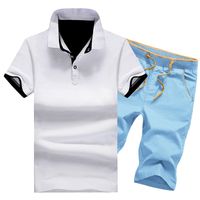 Men's Solid Color Simple Style Turndown Short Sleeve Regular Fit Men's Sets main image 2
