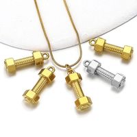 Stainless Steel Hydraulic Dumbbell Pendant-Steel Golden Long 22.5mm Personalized Diy Handmade Jewelry Accessories Wholesale main image 4