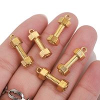Stainless Steel Hydraulic Dumbbell Pendant-Steel Golden Long 22.5mm Personalized Diy Handmade Jewelry Accessories Wholesale main image 1
