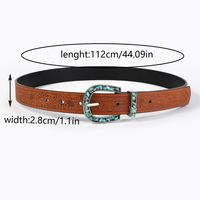 Vintage Style Bohemian Solid Color Pu Leather Turquoise Women's Leather Belts sku image 2