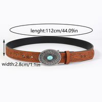 Vintage Style Bohemian Solid Color Pu Leather Turquoise Women's Leather Belts sku image 1