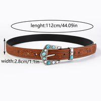 Vintage Style Bohemian Solid Color Pu Leather Turquoise Women's Leather Belts sku image 3