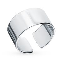 Sterling Silver White Gold Plated Casual Plating Solid Color Wide Band Rings sku image 1