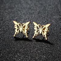 1 Pair Sweet Simple Style Artistic Heart Shape Butterfly Polishing 304 Stainless Steel 18K Gold Plated Ear Studs sku image 20
