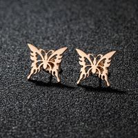 1 Pair Sweet Simple Style Artistic Heart Shape Butterfly Polishing 304 Stainless Steel 18K Gold Plated Ear Studs sku image 21