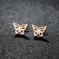 1 Pair Sweet Simple Style Artistic Heart Shape Butterfly Polishing 304 Stainless Steel 18K Gold Plated Ear Studs sku image 24