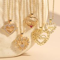 Wholesale Vintage Style Simple Style Commute Heart Shape Copper Plating Inlay 14K Gold Plated Zircon Pendant Necklace main image 2