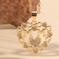 Wholesale Vintage Style Simple Style Commute Heart Shape Copper Plating Inlay 14K Gold Plated Zircon Pendant Necklace sku image 1