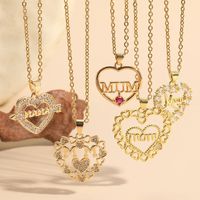 Wholesale Vintage Style Simple Style Commute Heart Shape Copper Plating Inlay 14K Gold Plated Zircon Pendant Necklace main image 3