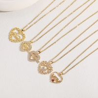 Wholesale Vintage Style Simple Style Commute Heart Shape Copper Plating Inlay 14K Gold Plated Zircon Pendant Necklace main image 4