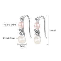 1 Pair Elegant Cute Flower Inlay Sterling Silver Pearl Zircon White Gold Plated Ear Hook main image 2