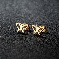 1 Pair Sweet Simple Style Artistic Heart Shape Butterfly Polishing 304 Stainless Steel 18K Gold Plated Ear Studs sku image 26