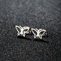 1 Pair Sweet Simple Style Artistic Heart Shape Butterfly Polishing 304 Stainless Steel 18K Gold Plated Ear Studs sku image 6