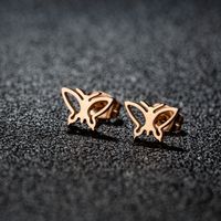1 Pair Sweet Simple Style Artistic Heart Shape Butterfly Polishing 304 Stainless Steel 18K Gold Plated Ear Studs sku image 27