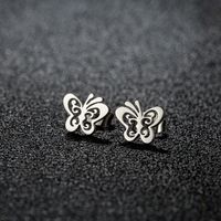 1 Pair Sweet Simple Style Artistic Heart Shape Butterfly Polishing 304 Stainless Steel 18K Gold Plated Ear Studs sku image 7