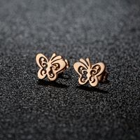 1 Pair Sweet Simple Style Artistic Heart Shape Butterfly Polishing 304 Stainless Steel 18K Gold Plated Ear Studs sku image 30