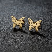 1 Pair Sweet Simple Style Artistic Heart Shape Butterfly Polishing 304 Stainless Steel 18K Gold Plated Ear Studs sku image 32