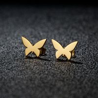 1 Pair Sweet Simple Style Artistic Heart Shape Butterfly Polishing 304 Stainless Steel 18K Gold Plated Ear Studs main image 8