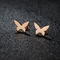 1 Pair Sweet Simple Style Artistic Heart Shape Butterfly Polishing 304 Stainless Steel 18K Gold Plated Ear Studs main image 9