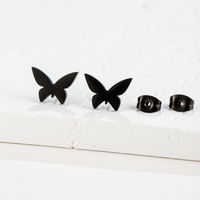 1 Pair Sweet Simple Style Artistic Heart Shape Butterfly Polishing 304 Stainless Steel 18K Gold Plated Ear Studs main image 3