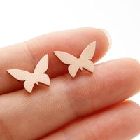 1 Pair Sweet Simple Style Artistic Heart Shape Butterfly Polishing 304 Stainless Steel 18K Gold Plated Ear Studs main image 5