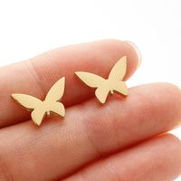 1 Pair Sweet Simple Style Artistic Heart Shape Butterfly Polishing 304 Stainless Steel 18K Gold Plated Ear Studs main image 7