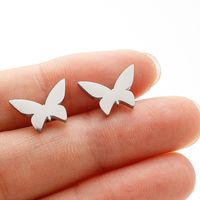 1 Pair Sweet Simple Style Artistic Heart Shape Butterfly Polishing 304 Stainless Steel 18K Gold Plated Ear Studs main image 4