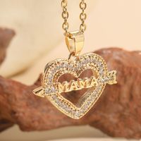 Wholesale Vintage Style Simple Style Commute Heart Shape Copper Plating Inlay 14K Gold Plated Zircon Pendant Necklace sku image 3