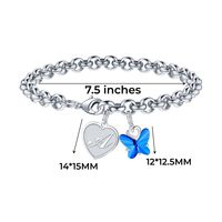 Wholesale Casual Classic Style Heart Shape Butterfly Copper Plating Bracelets main image 2