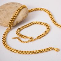 Edelstahl 304 18 Karat Vergoldet Einfacher Stil Klassischer Stil Überzug Einfarbig Armbänder Halskette main image 4