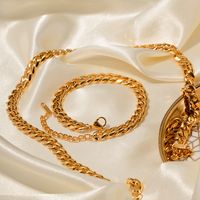 Edelstahl 304 18 Karat Vergoldet Einfacher Stil Klassischer Stil Überzug Einfarbig Armbänder Halskette main image 2