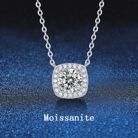 Sterling Silver Classic Style GRA Inlay Square Moissanite Zircon Necklace sku image 2