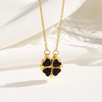 Titanium Steel 18K Gold Plated Casual Commute Plating Magnetic Inlay Heart Shape Zircon Pendant Necklace main image 6