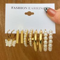 1 Set IG Style Casual Elegant Geometric Butterfly Hollow Out Inlay Arylic Alloy Pearl Drop Earrings Ear Studs main image 4