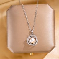 304 Stainless Steel Copper Elegant Lady Modern Style Inlay Letter Butterfly Lock Acrylic Zircon Pendant Necklace main image 8